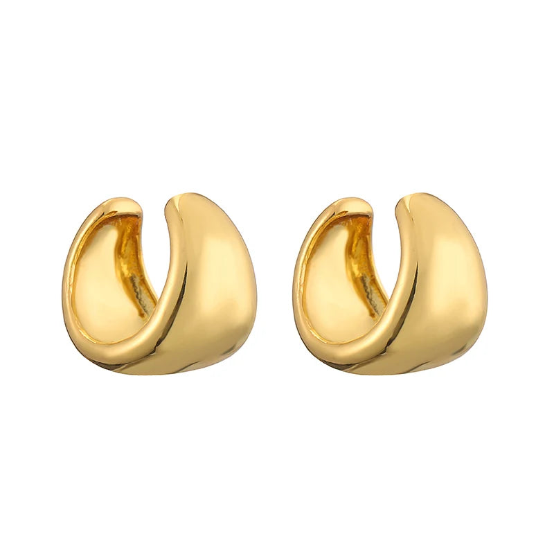 HECHENG Gold Round Clip-On Ear Cuff for Women – Non-Pierced Jewelry
