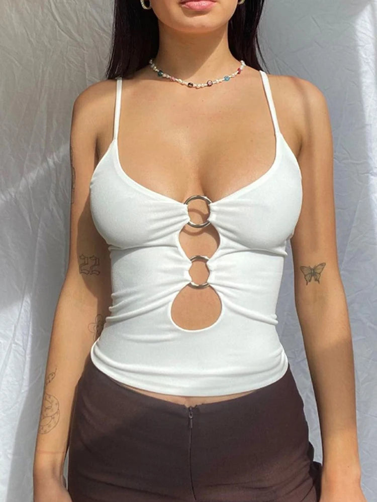 Women’s Y2K Hollow Out Crop Camas – Sexy Summer Streetwear