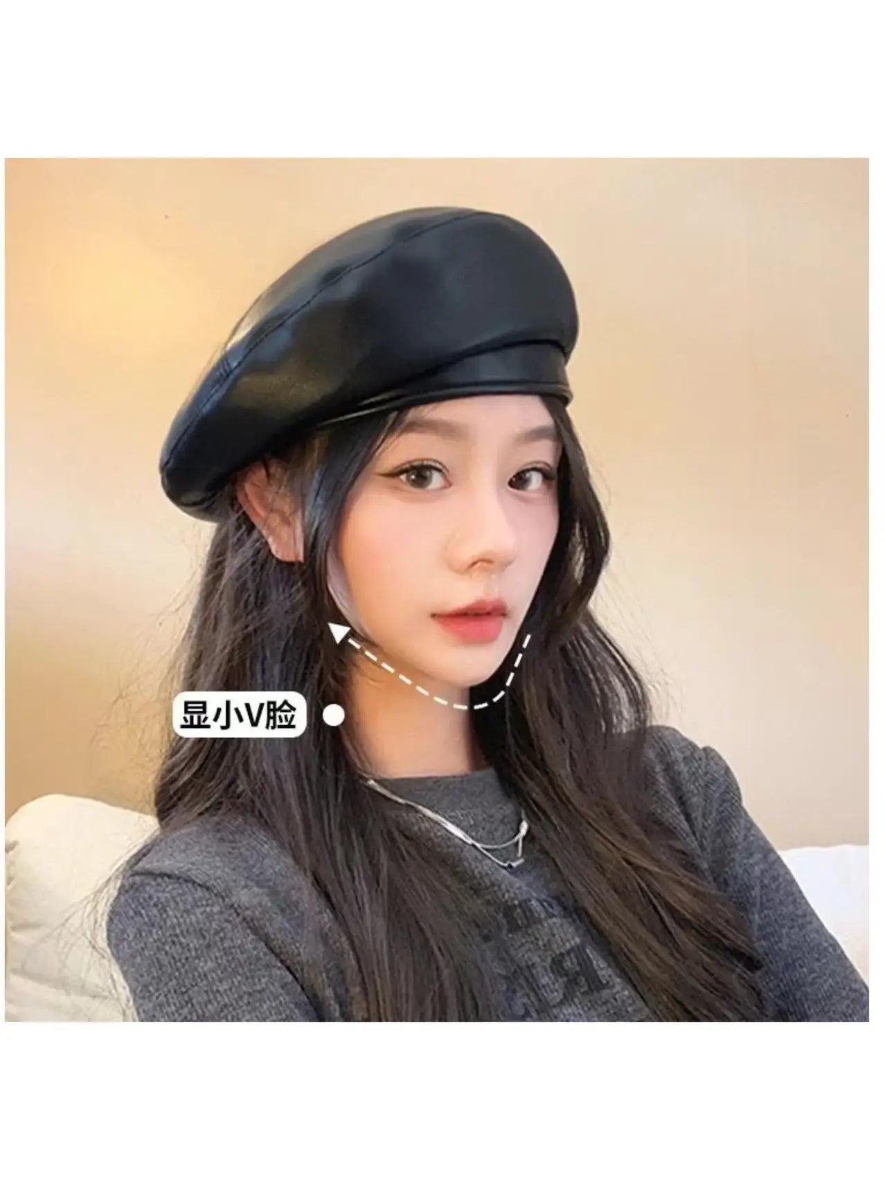 Women’s Octagonal Leather Beret – Vintage Painter Style Hat