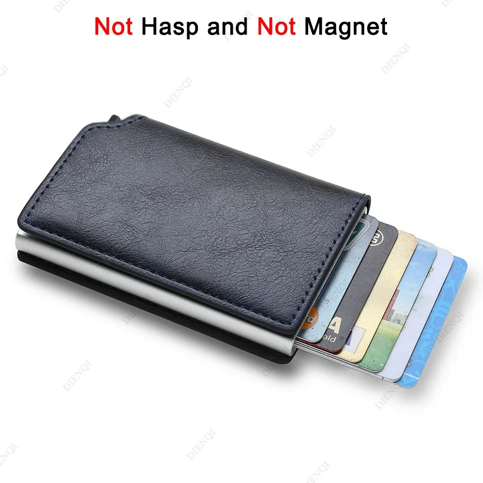 Men's RFID Wallet – Slim Carbon Fiber Anti-Theft Cardholder, Pop-Up Design, Black.