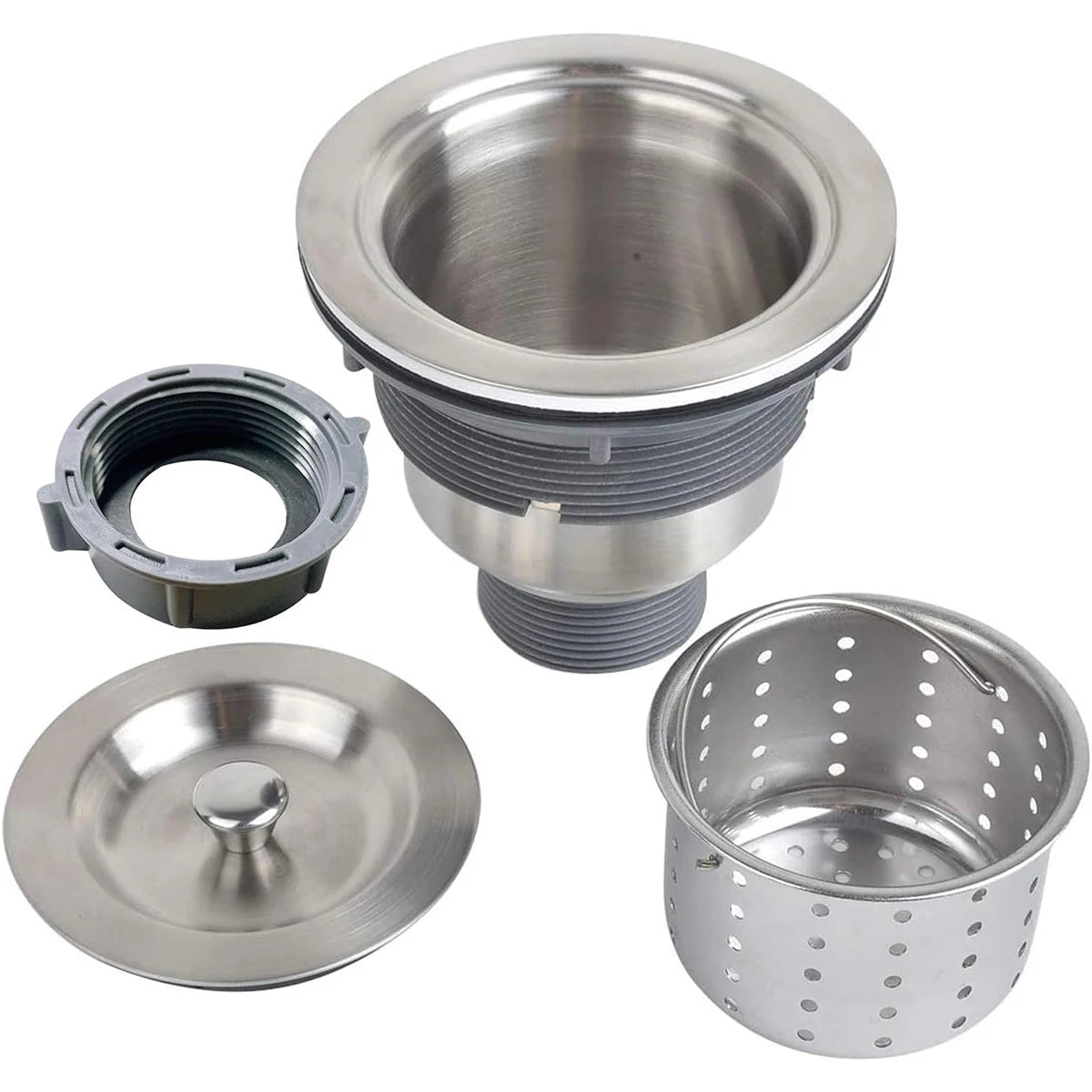 3.5-inch Kitchen Sink Drain Assembly – Removable Filter Basket, Sealing Plug & Tailpiece