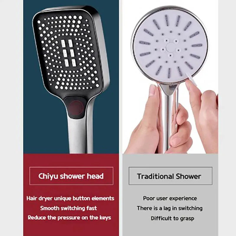 Adjustable 3-Mode Rainfall Shower Head – High Pressure Water Saver