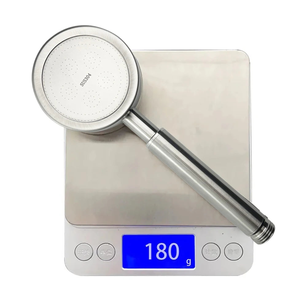Brushed Stainless Steel Handheld Shower Head – Pressurized Water-Saving Filter Design