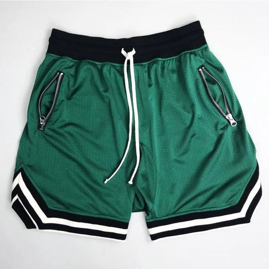 Men's Quick-Dry Sports Shorts – Breathable, Zipper Pockets, Drawstring, Loose Fit