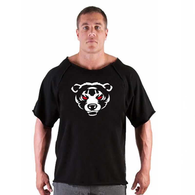 Men’s Gym & Fitness T-Shirt – Breathable, Oversized, Vintage Graphic Short Sleeve Cotton Top