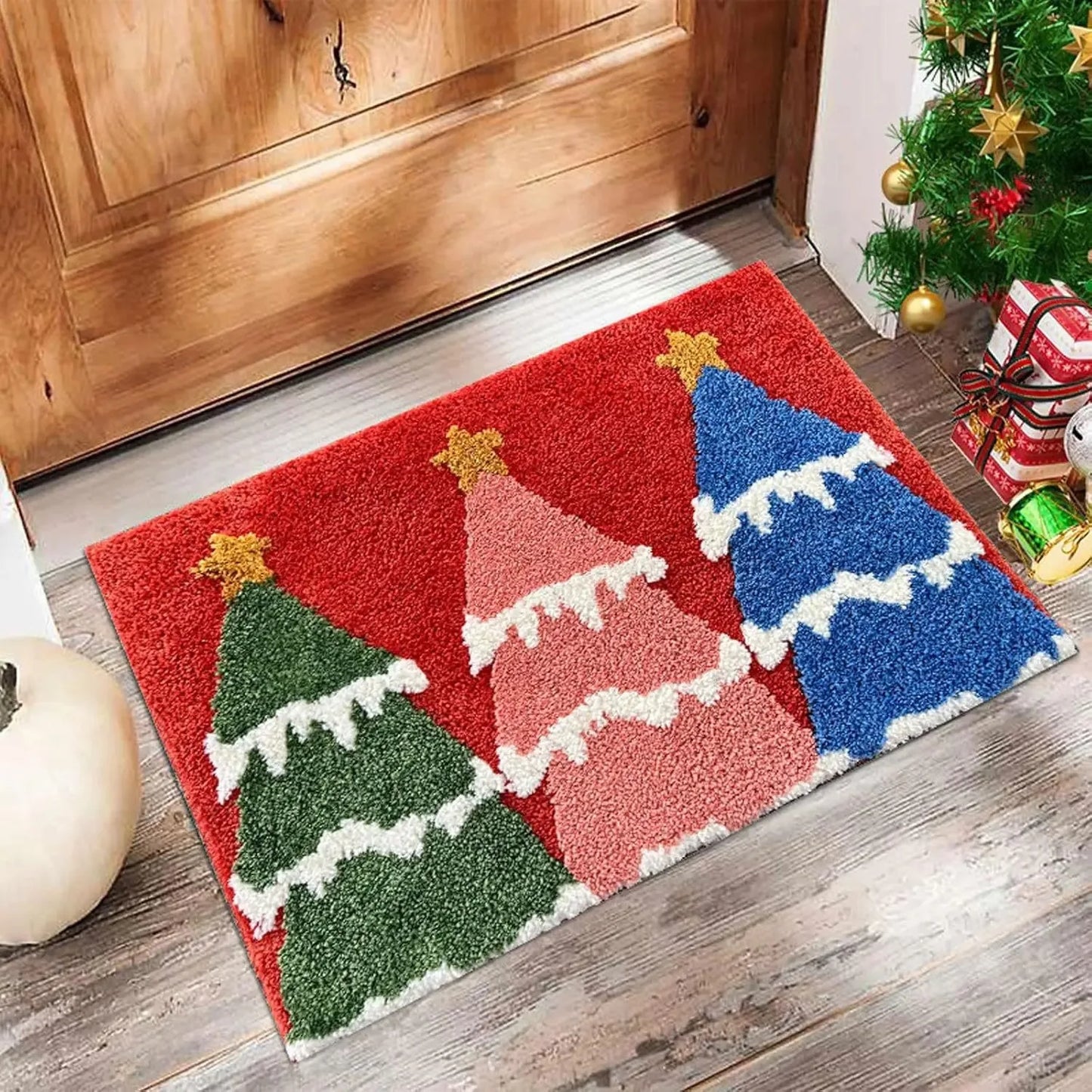 Christmas Door Mat – Gingerbread & Santa Holiday Foot Mat