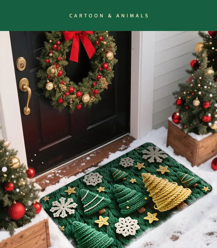 Christmas Door Mat – Gingerbread & Santa Holiday Foot Mat