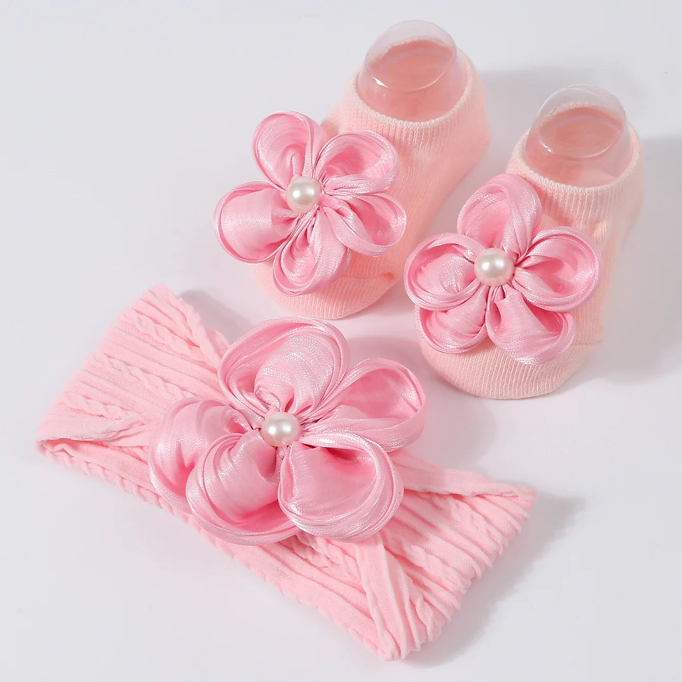 Baby Pearl Headband & Lace Socks Set (0–1Y)