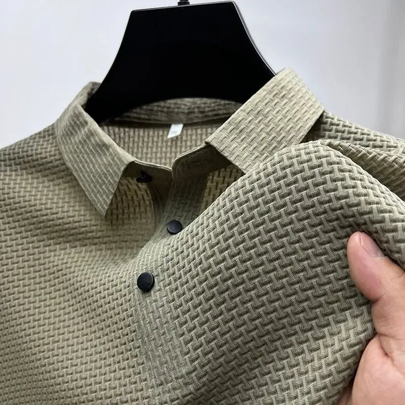 Men's Summer Polo Shirt – Breathable Ice Silk, Short-Sleeved, Fashionable & Comfortable