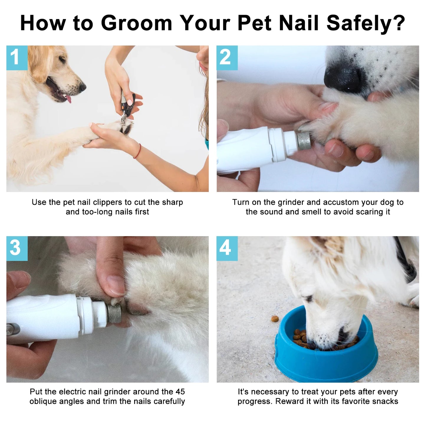 USB Rechargeable Quiet Electric Pet Nail Grinder & Trimmer
