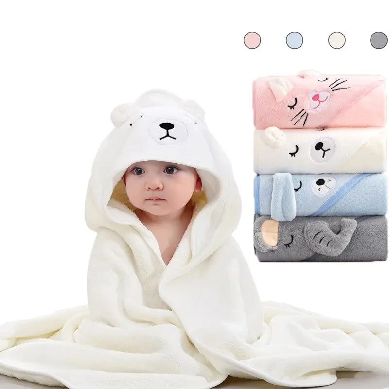 Toddler Hooded Coral Fleece Bath Towel