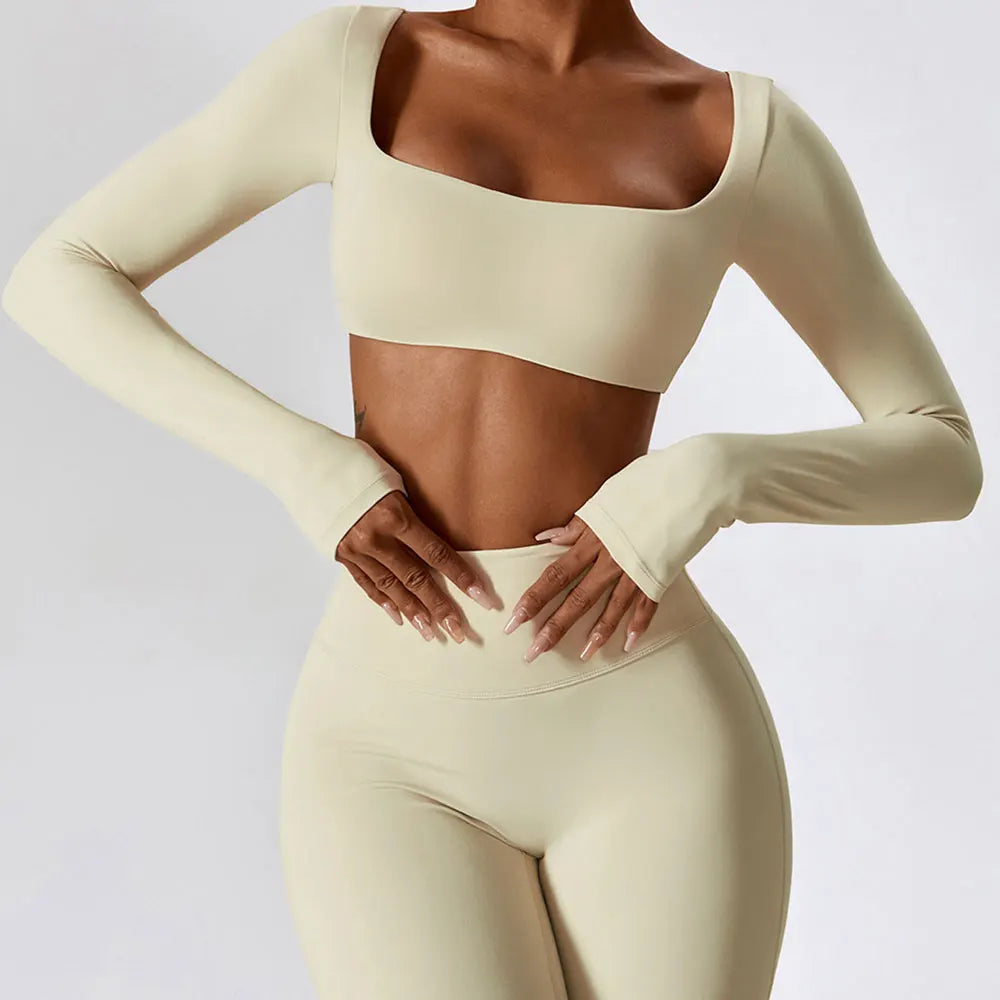 Women's Long Sleeve Crop Top – Quick-Dry Yoga & Gym Shirt