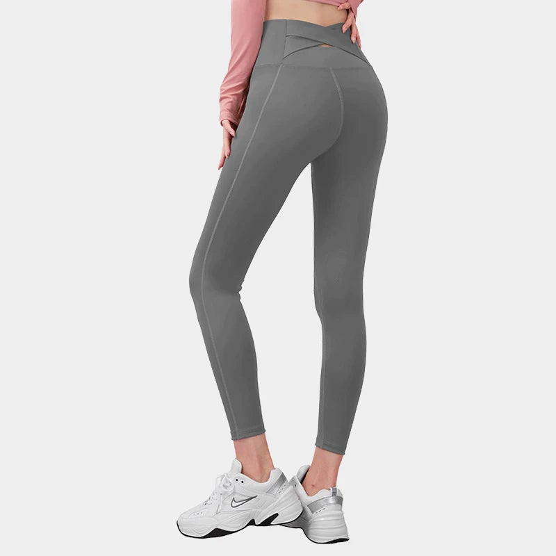 High-Waist Cross Back Seamless Yoga Leggings
