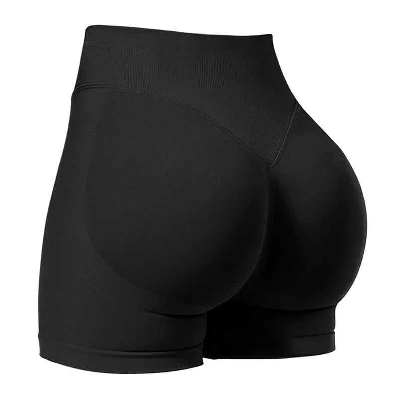 Women’s Seamless Scrunch Bum Yoga Shorts – Ribbed, Stretch, Workout & Gym Fit