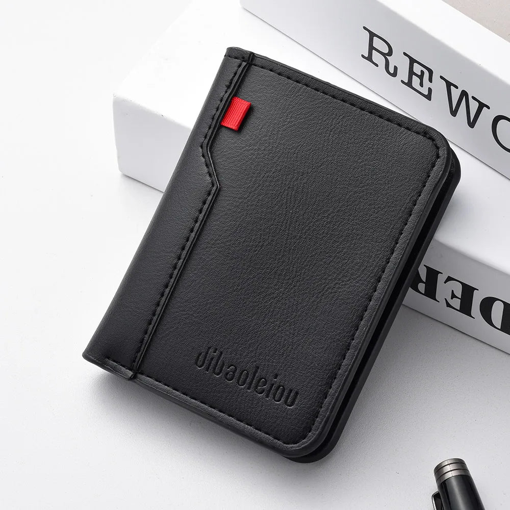 1Pc Ultra-Thin PU Leather Credit Card Holder — Mini Soft Vertical Men’s Wallet