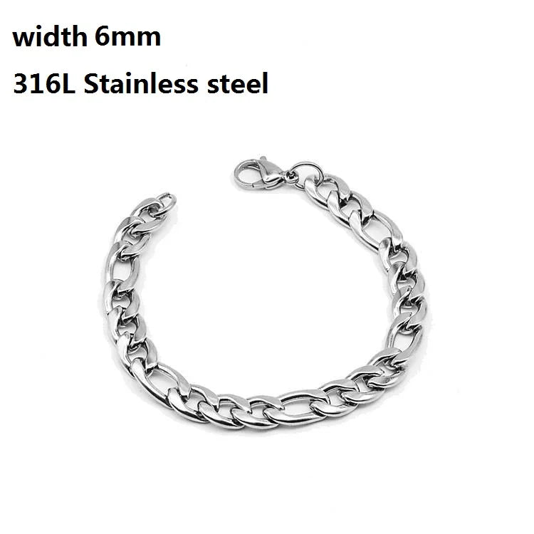 316L Stainless Steel Cuban Chain Bracelet – Unisex Vintage Figaro Punk K-pop Viking Jewelry Gift