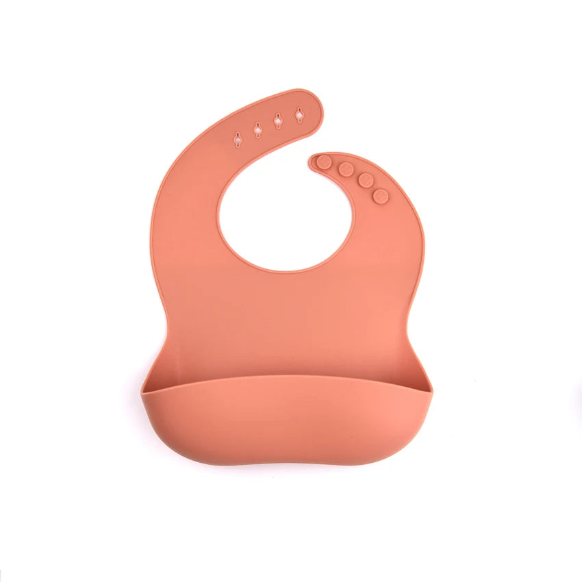 High Quality Food Grade Soft Waterproof Silicone Baby Bib With Food Catcher