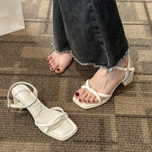 2024 Summer Retro Chunky Non-slip Sandals, 5cm Heels, Beach Style