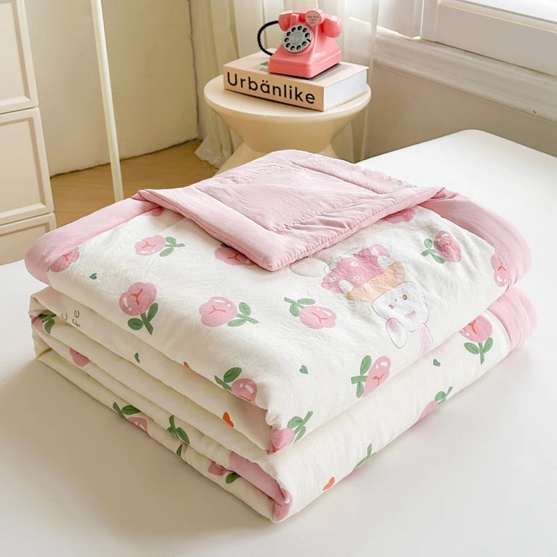 2025 Cotton Summer Quilt – Lightweight, Skin-Friendly, Ultra-Soft Printed Comforter/Blanket