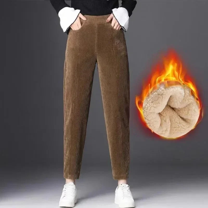 Women’s Plush Corduroy Casual Pants for Winter
