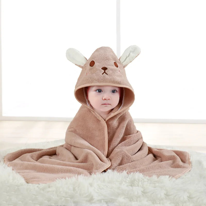 Toddler Hooded Coral Fleece Bath Towel