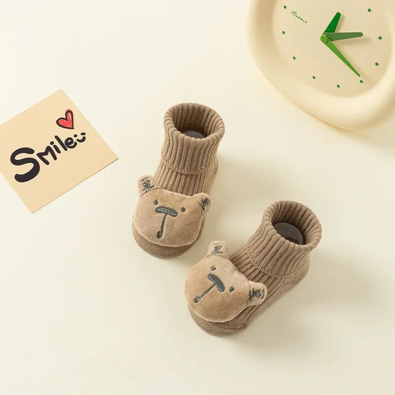 Newborn Baby Non-Slip Winter Socks – 3D Cartoon Toddler Socks (0-1y)