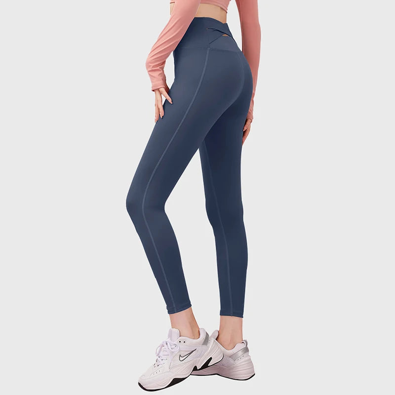 High-Waist Cross Back Seamless Yoga Leggings