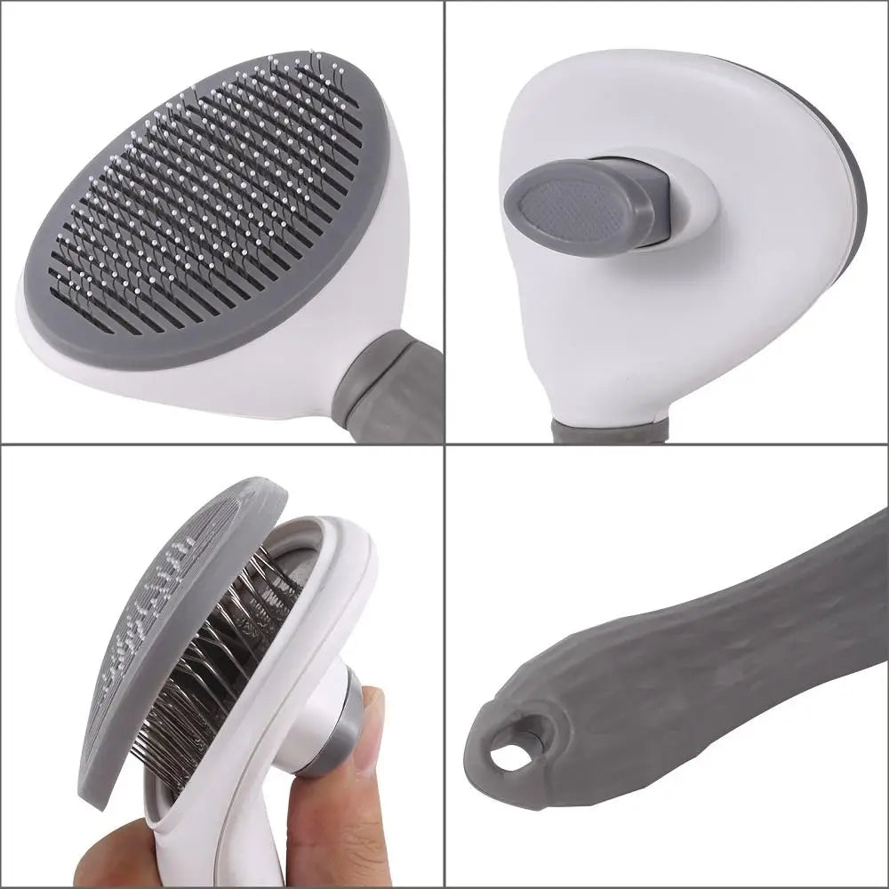 Automatic Pet Hair Removal Comb – Stainless Steel, One-Click Cleaning