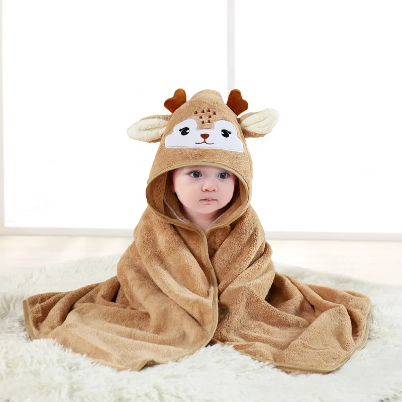 Toddler Hooded Coral Fleece Bath Towel