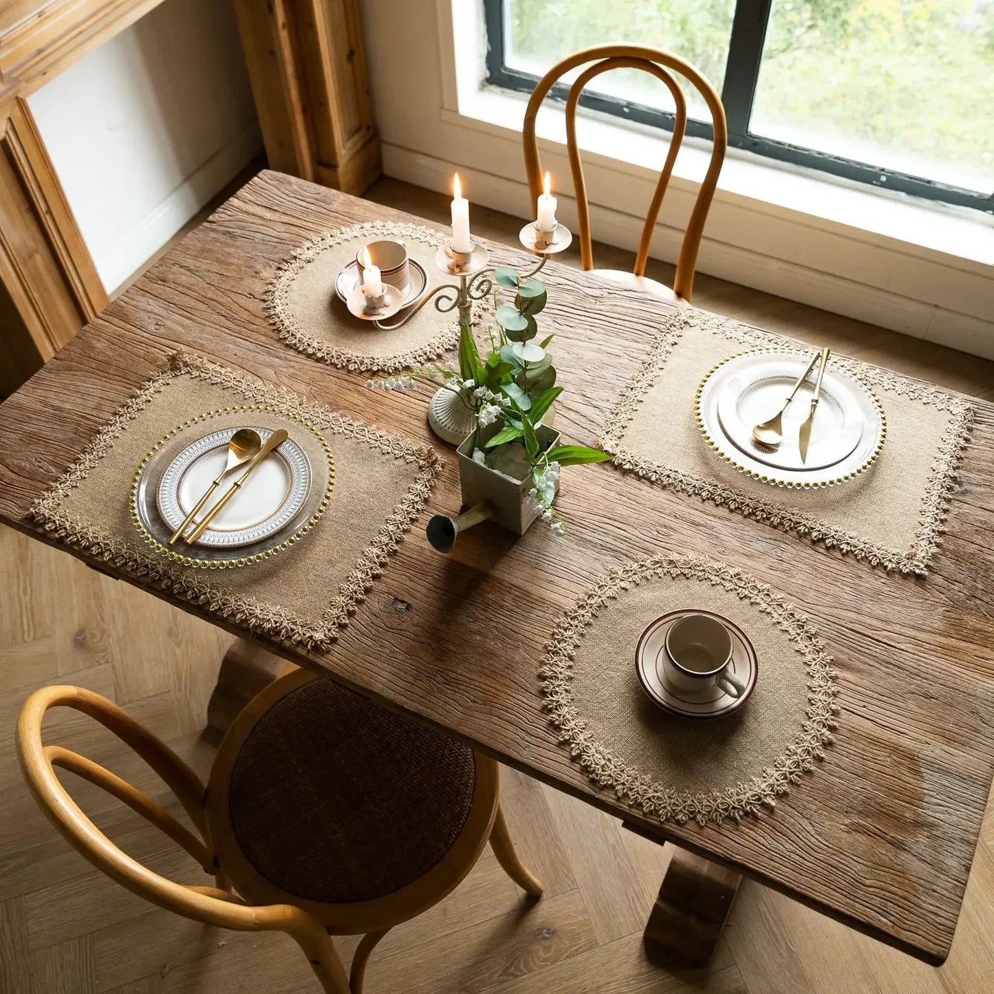 2 PCS Braided Jute Placemats – Heat-Resistant Farmhouse Table Mats