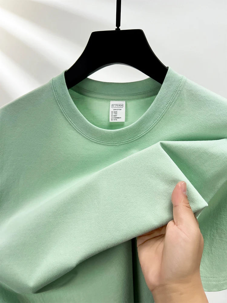Men’s Summer Cotton T-Shirt – Casual, Loose Fit, Double Line Design