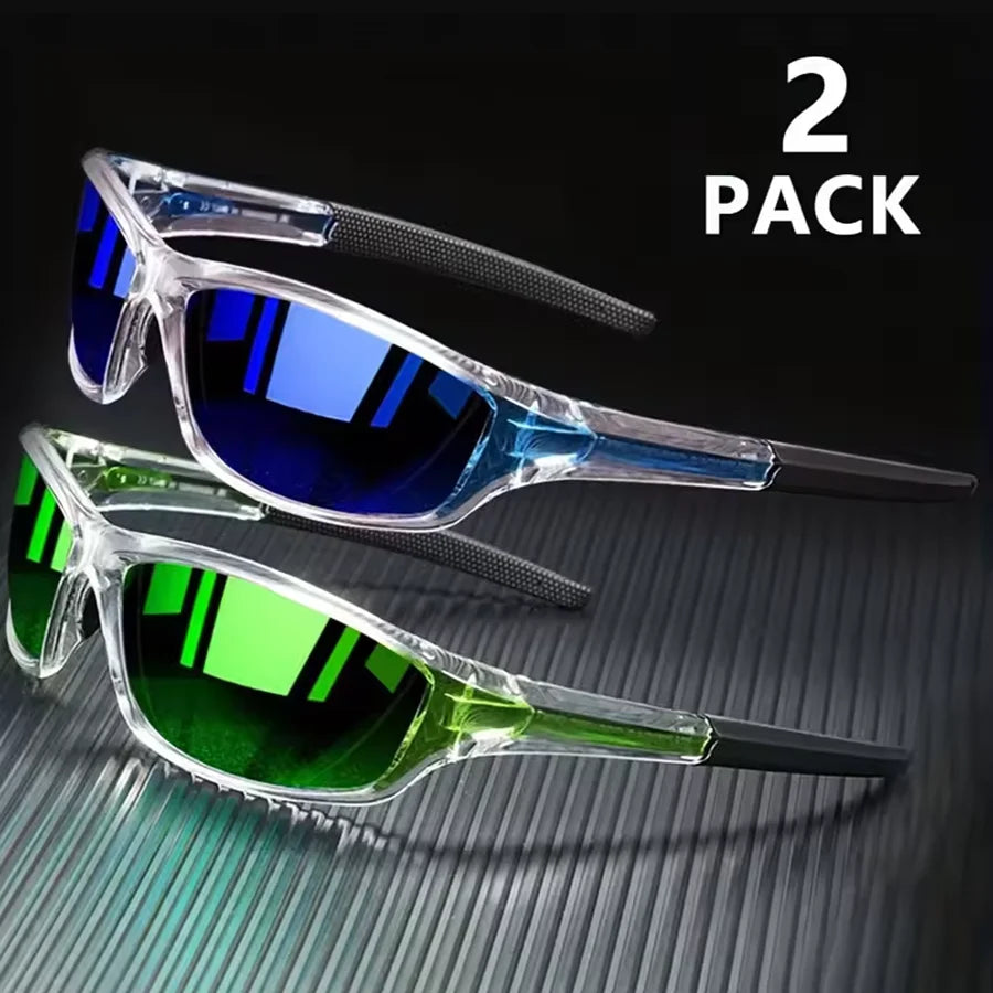 2 Pairs Men’s Sports Sunglasses for Cycling & Driving