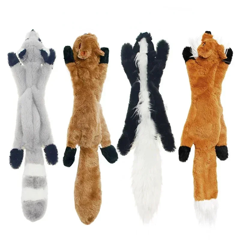 Squeaky Plush Animal Chew Toy for Dogs – Wolf, Rabbit, & Squirrel