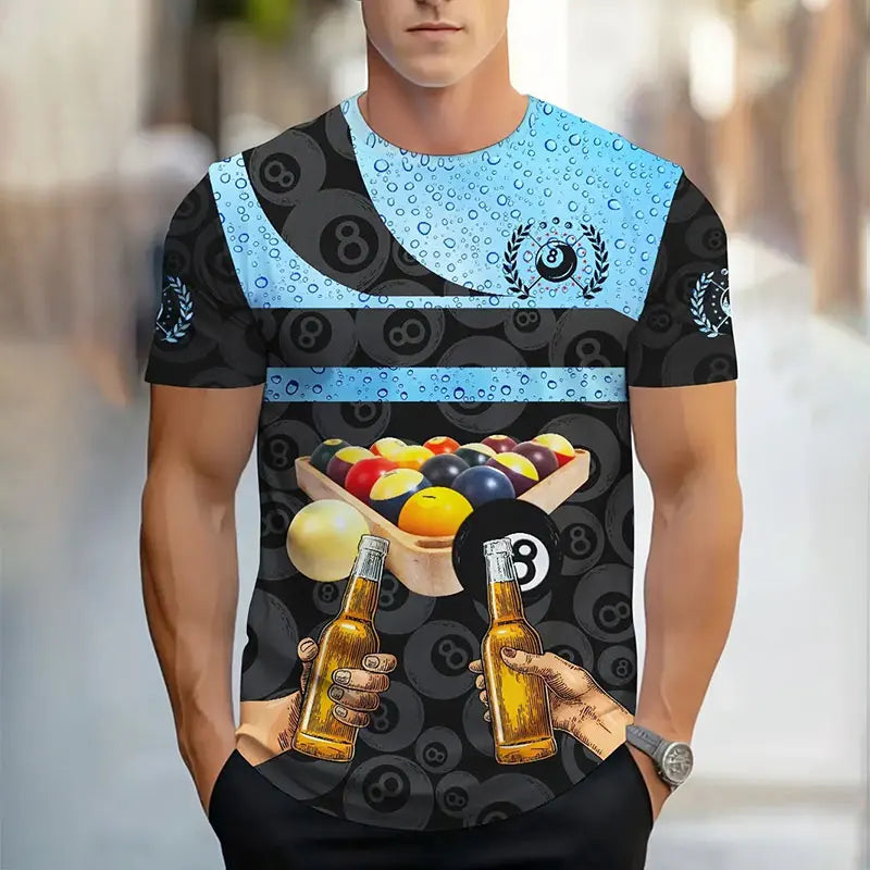 Men's Summer Gradient Print T-Shirt – Breathable, Short Sleeve, Casual Style