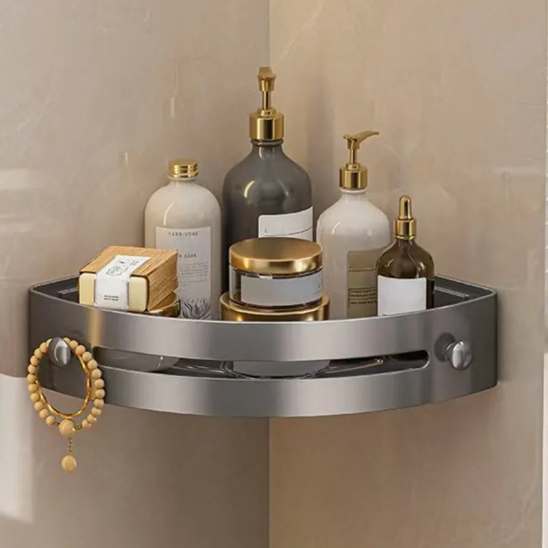 No-Drill Wall-Mounted Corner Shelf - ABS Storage Rack for Bathroom Sink and Toilet