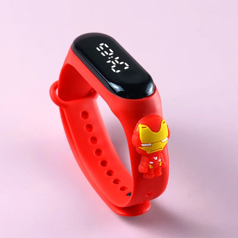Kids' Fashion LED Watch – Mickey & Spiderman Design, Waterproof Sports Bracelet