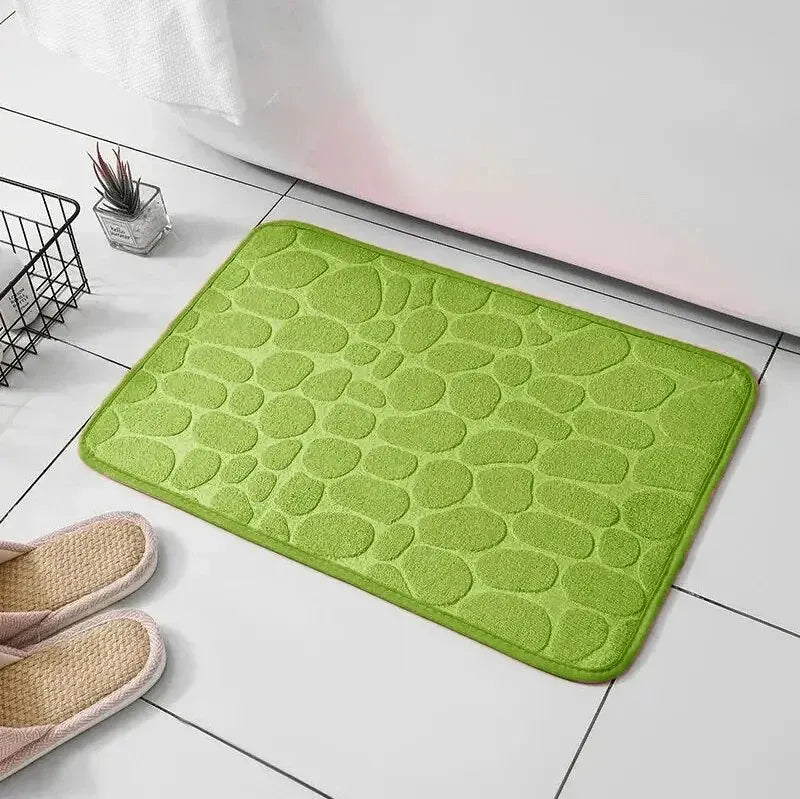 1pc Embossed Fiber Carpet — Anti-Slip Pebble Floor Mat for Bathroom & Living Room