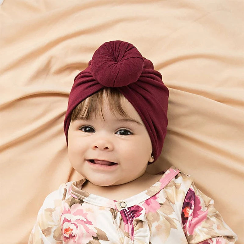 Infant Cotton Turban Hat – Knot Beanie for Baby Girls & Boys