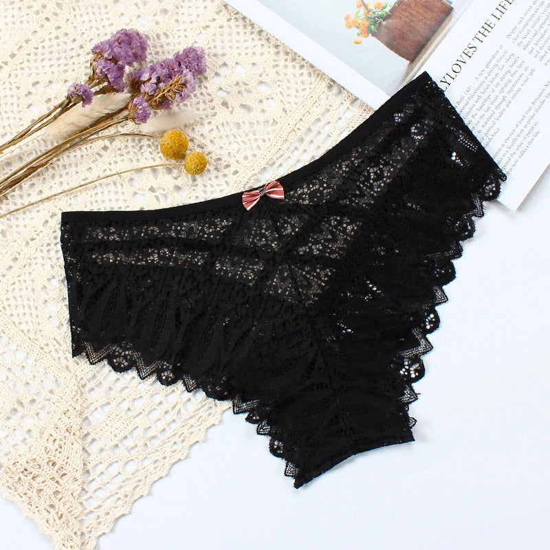 Sexy Women’s Lace Panties – Low-Waist Transparent Breathable Lingerie