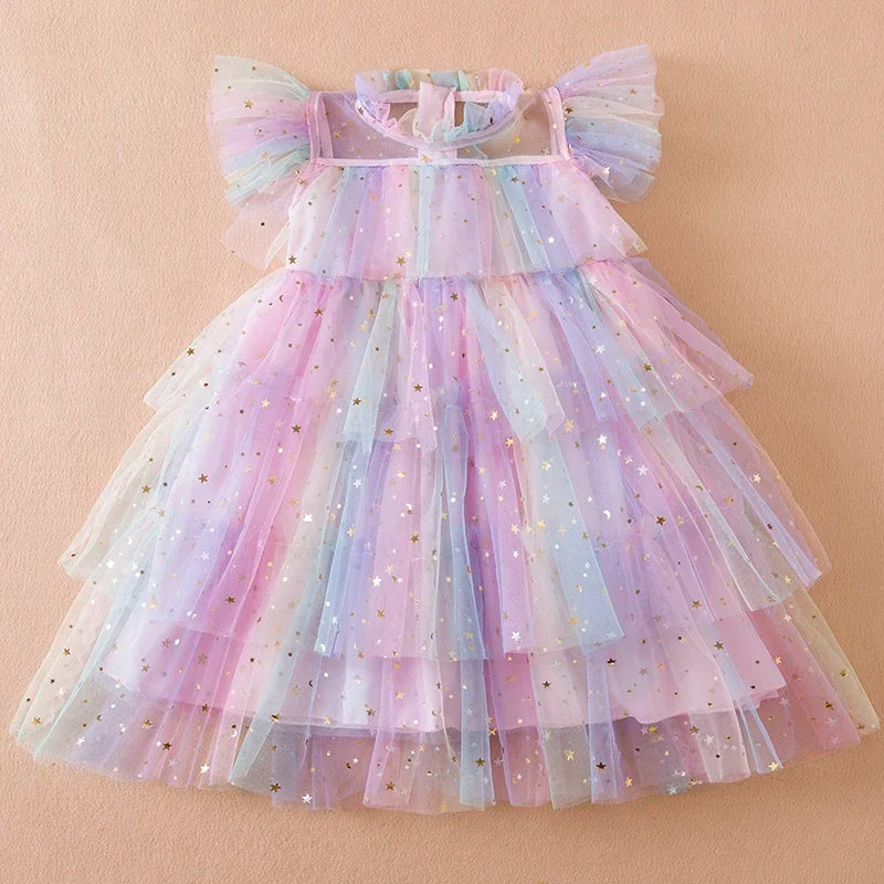 2025 Summer Girls Sequin Princess Dress for 3–8Y