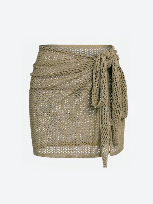 Women’s Knitted Hollow Beach Cover-Up Skirt – Sexy Summer Slit Design.