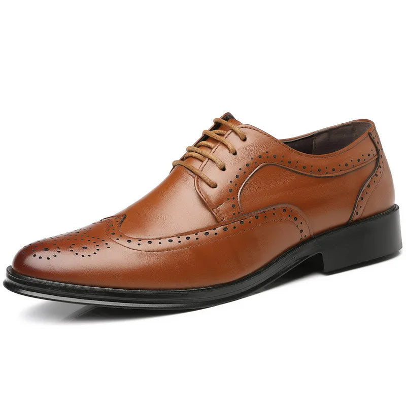 Handcrafted Men’s Oxford Shoes Genuine Leather Brogue Classic Business Formal Dress Shoes