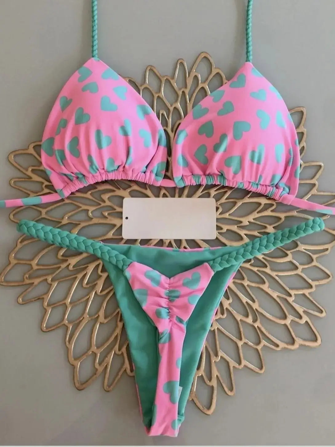 High-Waist Zebra Print Bikini – Brazilian Thong Set