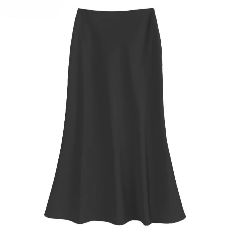 Summer Satin High Waist Fishtail A-Line Skirt for Women