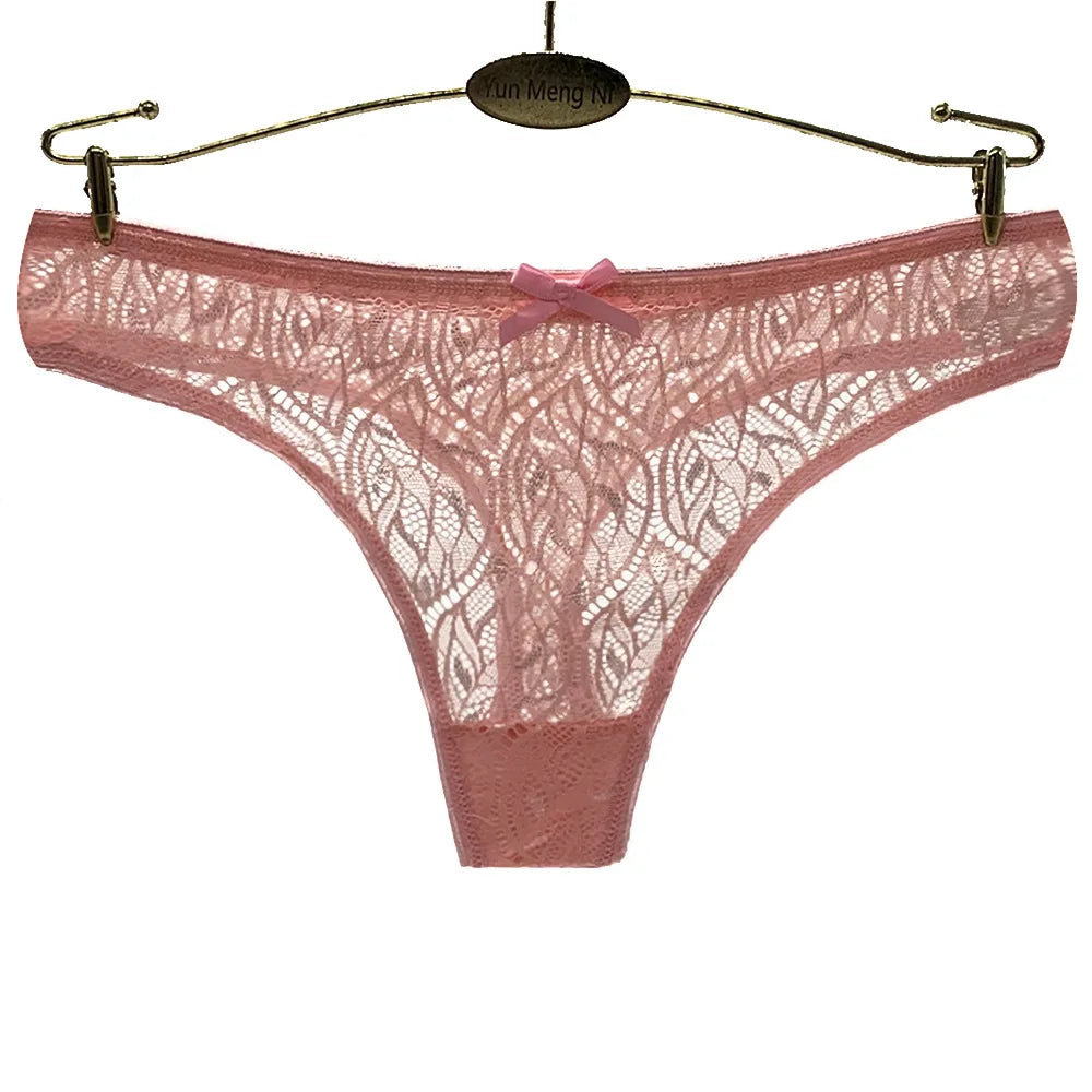 Sexy Low-Waist Lace Silk Panties – Breathable, Quick-Dry, Cotton Crotch