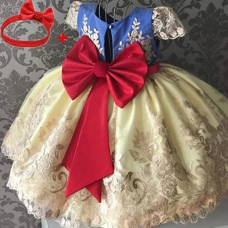 2024 Girls' Lace Princess Dress – Formal, Elegant, Vintage Embroidered Gown