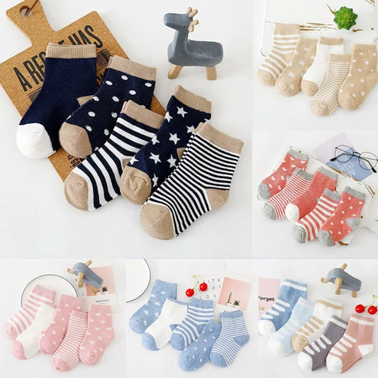 5 Pairs Baby Socks Cotton Cartoon Animal Cute Toddler Kids Socks for Boys & Girls 0–6 Years