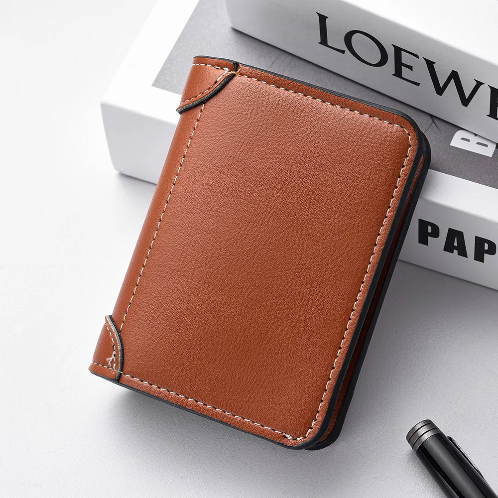 1Pc Ultra-Thin PU Leather Credit Card Holder — Mini Soft Vertical Men’s Wallet