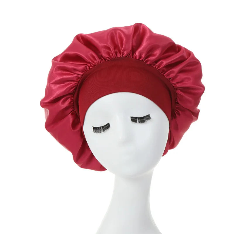 Satin Hair Bonnet – Adjustable Sleep Cap for Curly Hair