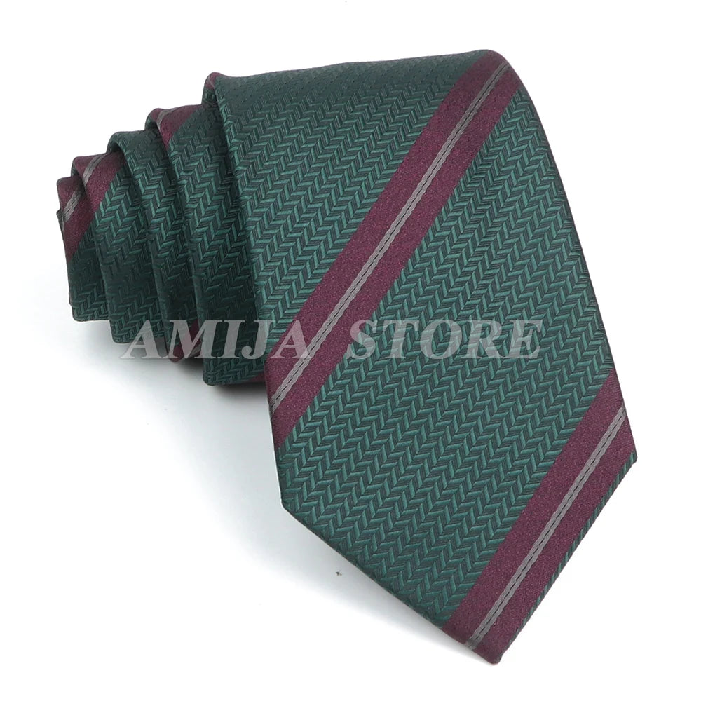 Men’s Jacquard Neck Ties 7cm – Floral & Stripe Design Necktie for Wedding, Party, Business & Daily Wear Gift